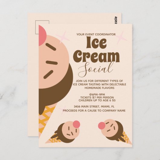 Super Ice Cream Cone Social Flyer Invitation (Devant / Derrière)