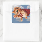 Super Kat Vierkante Sticker (Tas)