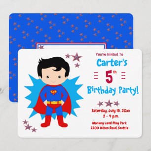 Super Kid - Jongens Verjaardagsfeest Uitnodiging