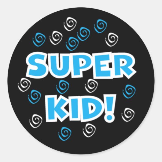 Super Kind Blauwe en Zwarte Stickers (Voorkant)