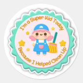 Super Kind – Helpt bij het opruimen van Sticker (Voorkant)