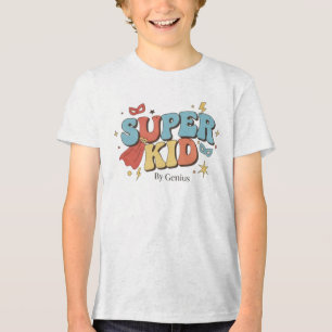 Super Kind T-Shirt, Groovy Retro Superheld Kindere Tri-Blend Shirt