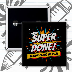 Super Klaar Afstudeerklas van 2026 Afstudeercitaat Vierkante Button 5,1 Cm