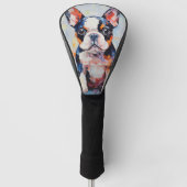Super Leuke Boston Terrier Hond Puppy 003 - Xeno L Golfheadcover (Voorkant)
