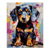 Super Leuke Dachshund Hond Puppy 005 - Xeno Lucilf Perfect Poster (Voorkant)