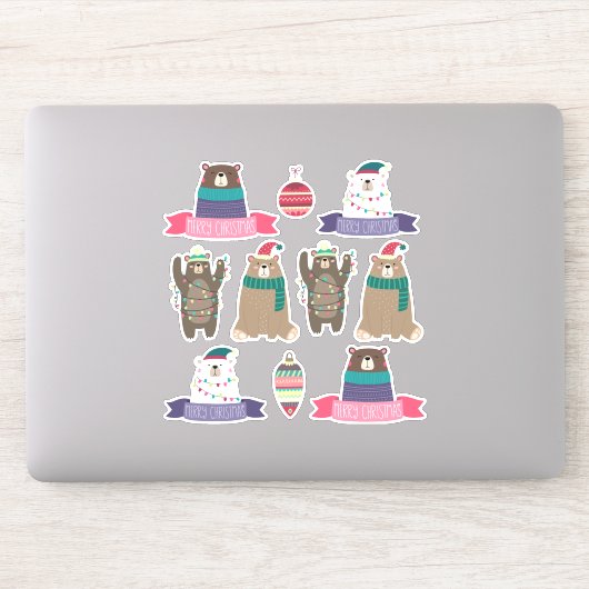 Super leuke gemengde kerstBeren set Sticker (Computer)