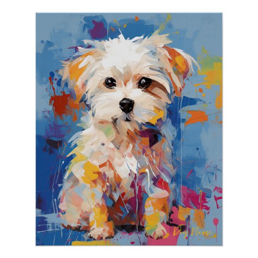 Super Leuke Maltese Hond Puppy 001 - Xeno Lucilfer Perfect Poster (Voorkant)