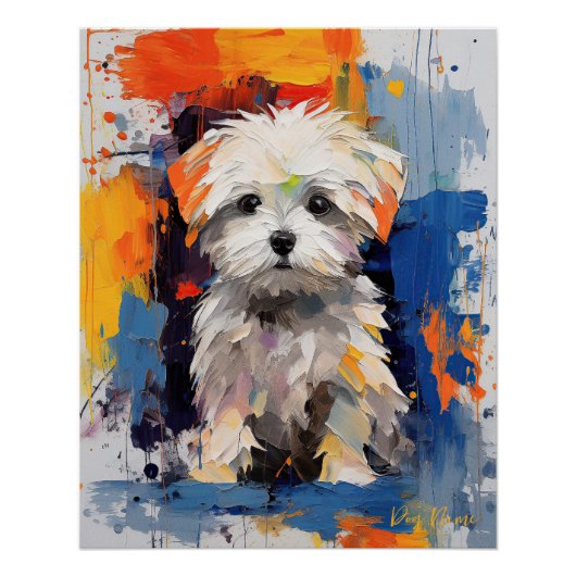 Super Leuke Maltese Hond Puppy 005 - Xeno Lucilfer Perfect Poster (Voorkant)