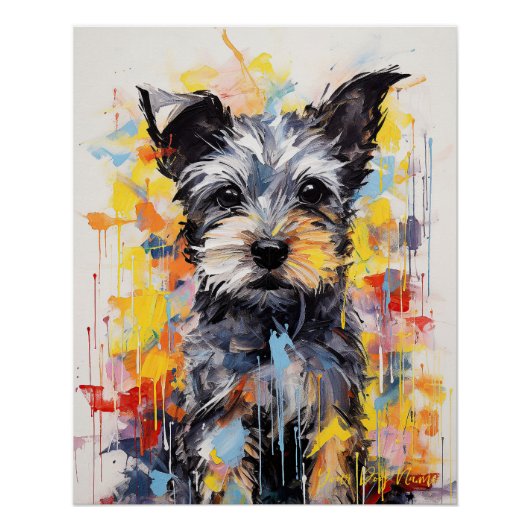 Super Leuke Schnauzer Hond Puppy 002 - Xeno Lucilf Perfect Poster (Voorkant)