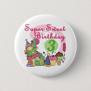 Super Lief 3e Verjaardag Tshirts en geschenken Ronde Button 5,7 Cm