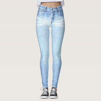 Super Light Wash Jeans All-Over Gedrukte Leggings