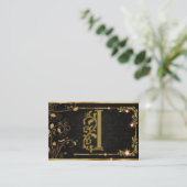 Super Luxe Zwart Goud Monogram Visitekaartje (Staand voorkant)