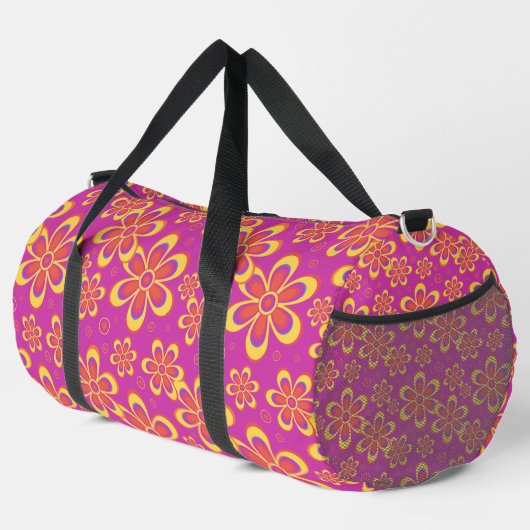 Super Magenta Floral Pattern Grand sac à double (Coin droit)