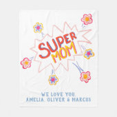 Super Mam Flower Comic Bubble Moederdag Fleece Deken (Voorkant)