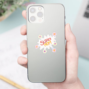 Super mam Flower Hand Lettering Action Bubble Sticker