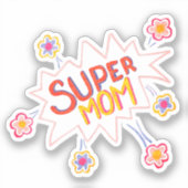 Super mam Flower Hand Lettering Action Bubble Sticker (Voorkant)