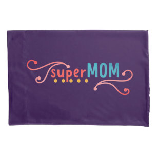 Super mam met hand getrokken basisvormen  kussensloop