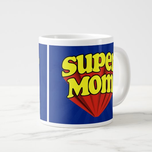 Super Mam Red/Yellow/Blue Superheld Moederdag Extra Grote Mok (Voorkant rechts)