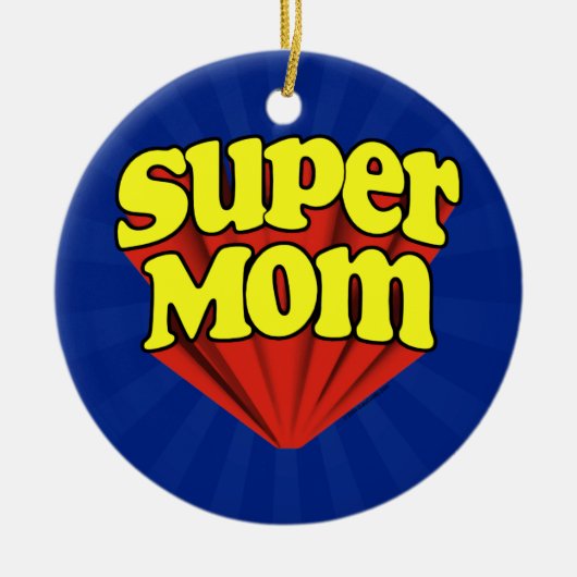 Super Mam Red/Yellow/Blue Superheld Moederdag Keramisch Ornament (Voorkant)