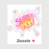 Super mam Roze Neon Flower Comic Bubble Sticker (Vel)