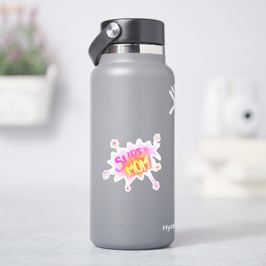 Super mam Roze Neon Flower Comic Bubble Sticker (HydroFlask)