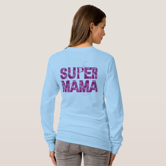 Super Mama Stijlvolle Bloemen Typografie T-shirt (Achterkant volledig)