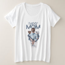 Super Maman Bleu Aquarelle Mère et Enfants Art