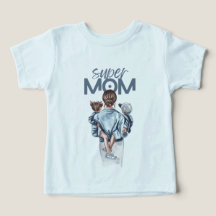 Super Maman Bleu Aquarelle Mère et Enfants Art