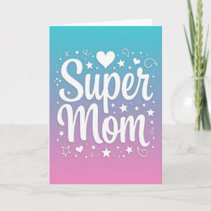 Super Maman Carte Ciel Pastel