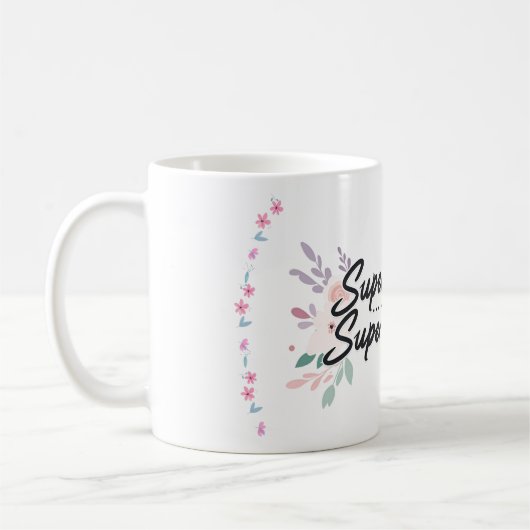 "Super Maman, Super Femme" Elégante Mug de café fl (Gauche)