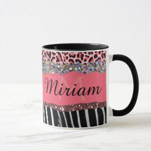 Super Meisjesachtige Roze Glitters Exotische Luipa Mok