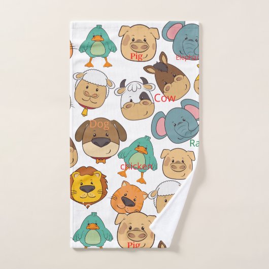 Super mignon safari ferme bébé animaux blancs enfa (Serviette à main)