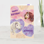 Super mignonne Boho Ponies rose violet carte d'ann (Devant)