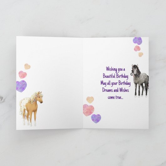 Super mignonne Boho Ponies rose violet carte d'ann (Intérieur)