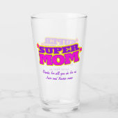 Super Moeder aangepaste bericht roze paarse afbeel Glas (Achterkant)