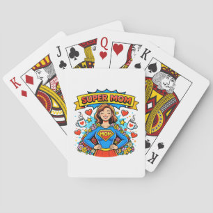 Super Moeder: De Bloemige Superheldin Pokerkaarten