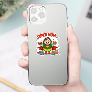 Super Moeder Foodie Grappige Cartoon Sticker