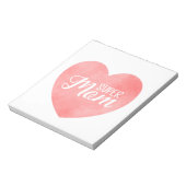 Super moeder in roze waterverf hart, moederdag notitieblok (Gedraaid)