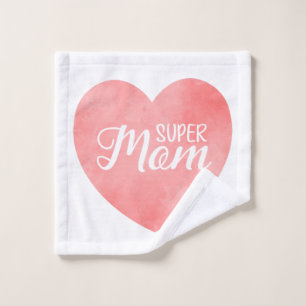 Super moeder ontwerp, roze hart moederdag washandje