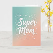 Super Moeder Teal Perzik Gradiënt Kaart (Gele Bloem)