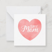Super Moeder tekst in roze hart, moederdag ontwerp Notitiekaartje (Voorkant)