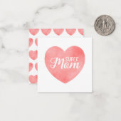 Super Moeder tekst in roze hart, moederdag ontwerp Notitiekaartje (Voorkant / Achterkant in situ)