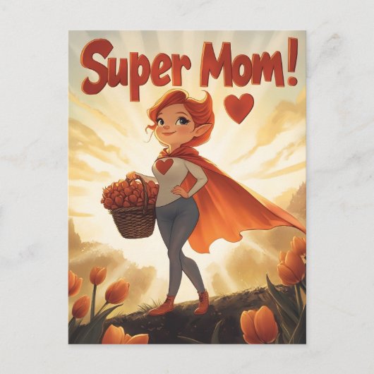 Super Mom Illustratie Briefkaart (Voorkant)