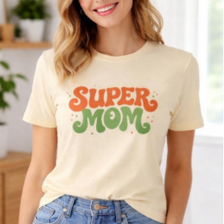 SUPER MOM Speelse Retro Groovy Typografie T-shirt