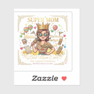 Super mom sticker carré