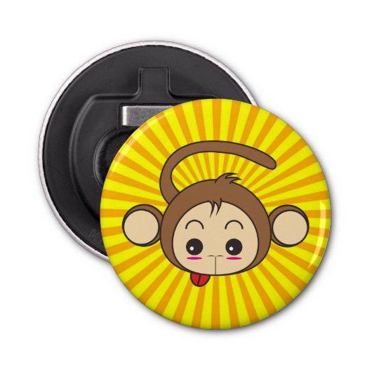 Super Monkey Face op Sunburst Background Button Flesopener (Voorkant)