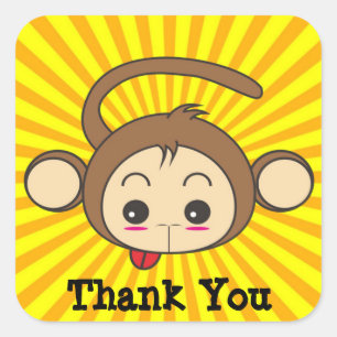 Super Monkey Face op Sunburst Background Dank u Vierkante Sticker