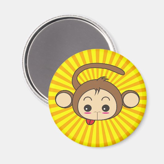 Super Monkey Face op Sunburst Background Magneet (Voorkant / Achterkant)