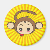 Super Monkey Face op Sunburst Background Magneet (Voorkant)