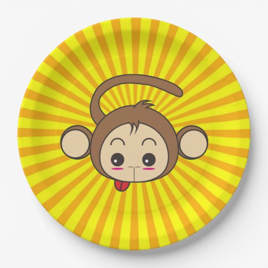 Super Monkey Face op Sunburst Background Papieren Bordje (Voorkant)